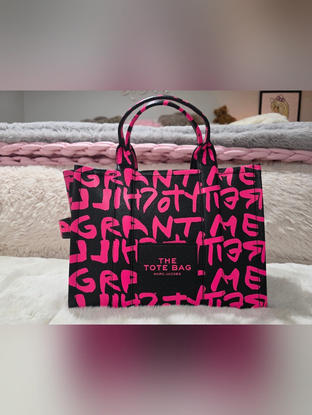 Marc Jacobs x Stephen Sprouse The Tote Graffiti Zip Tote Black/Hot Pink
